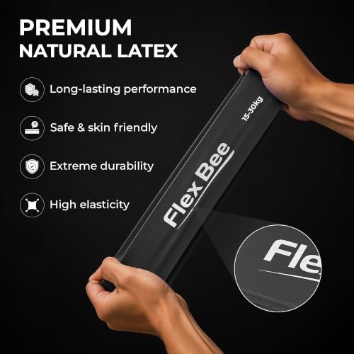 Image of FlexBee Heavy Resistance Bands Set for Workout (Light, Medium, Heavy) | 5-30 KG Stretch Bands for Strength Training, Home Gym & Physiotherapy | Durable Latex Exercise Bands for Men & Women