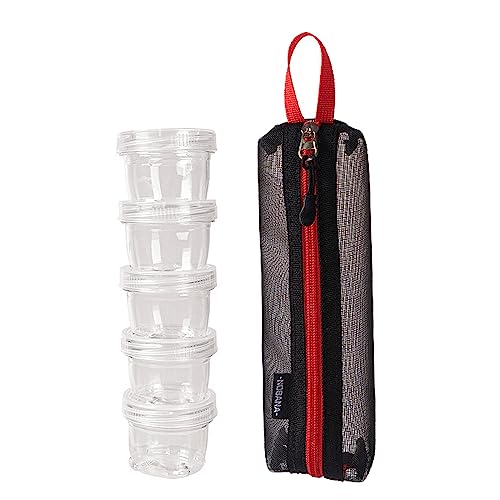 ZIDDAR Kits de condimentos para camping, bolsa de almacenamiento portátil de nailon con 5 tarros para barbacoa al aire libre, juego de viaje
