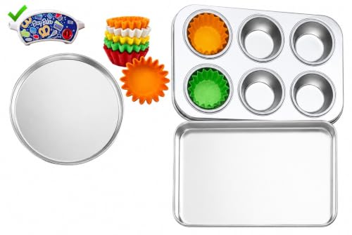 Pan Set Compatible with Easy Bake Ultimate Oven | Includes Cupcake Liners THAT WILL FIT IN OVEN UNLIKE OTHERS | Kids Accessories for Cooking Easy Bake Oven Mixes