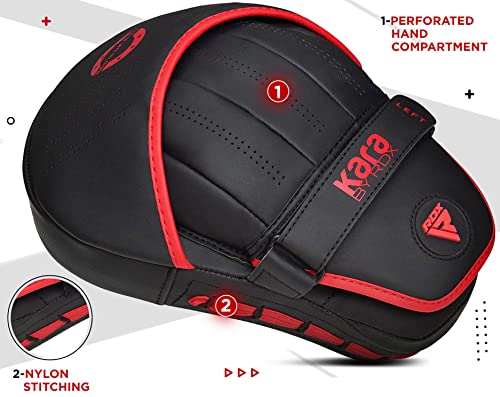 Rdx Boxing Pads Curved Focus Mitts, Maya Hide Leather Kara Hook And Jab Training Pads, Adjustable Strap Ventilated, Mma Muay Thai Kickboxing Coaching Martial Arts Punching Hand Target Strike Shield #TOP1