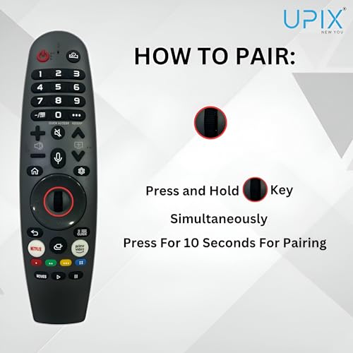 Image of Upix Compatible Reconnect Smart TV LCD /LED Remote No. 1318 | with Voice | with Netflix & Prime Video Function | with Mouse (Scroller) Point | Exactly Same Remote Will Only Work | Pairing is Required