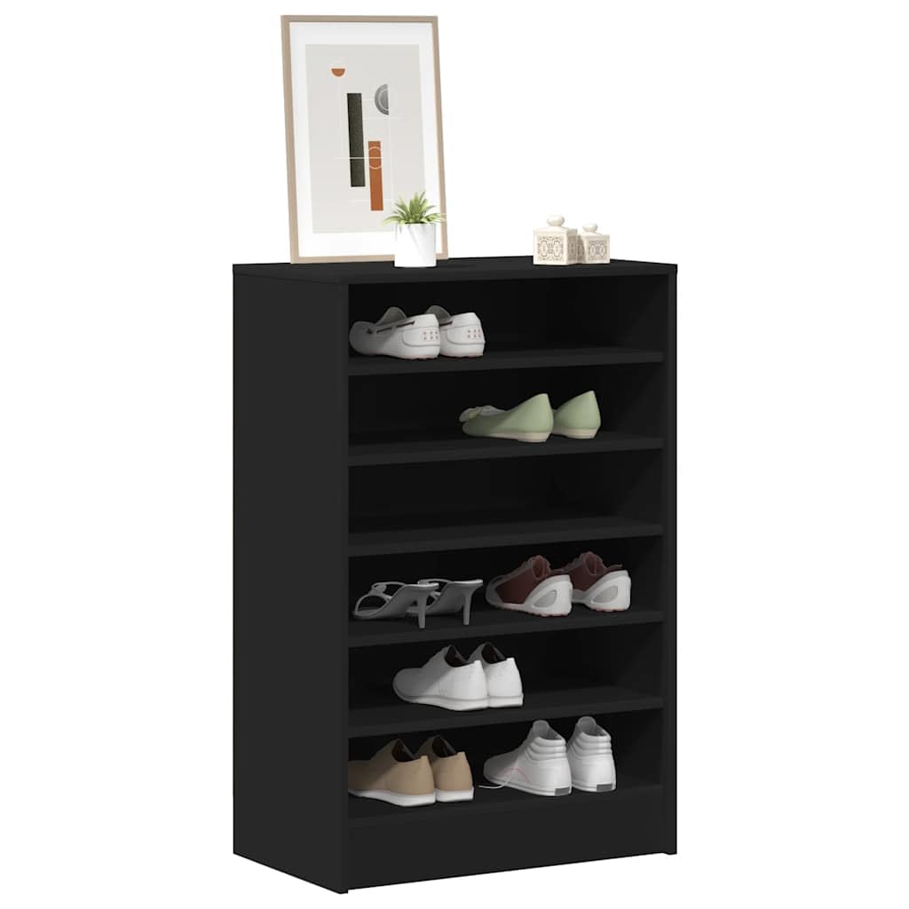 Schuhschrank Schwarz aus Holzwerkstoff 60x35x92 cm mit 7 Fächern platzsparend für Schuhaufbewahrung Schuhregal Schuhablage Schuhständer Schuhgestell und Schuhaufbewahrung