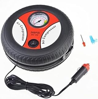 12V Portable Electric Air Compressor for Car and Bike 260 PSI Tyre Inflatr Air Compressor Car Auto Pump for Motorbike, Mini Tire Inflator air Pump for Cars, Bicycle, Football,Cycle