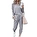 Produktbild Damen Mode 2 Stück Set Outfits Langarm Trägerlos T-Shirt + Sportliche Hose Mit Kordelzug Hausanzug Kuschelig Jogginganzug Yoga Outfit