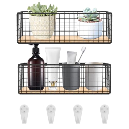 2Pcs Metal Wire Basket Sturdy Toilet Paper Hanging Wire Basket Elegant Metal Storage Bins Multifunctional Bathroom Organizer for Home Kitchen Cabinet Living Room