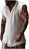 Camiseta sin Mangas de Algodón y Lino para Hombre Xiaojmake, Borde Crudo, Casual, Vintage, Escote en V, Estilo Hippie 2