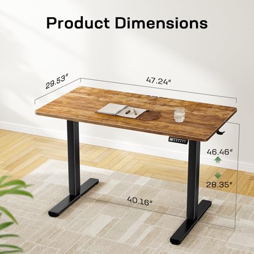 Image of Marsail Electric Standing Desk with One-Piece Desktop,48 x 30 inch Height Adjustable Office Gaming Computer Desk with Deeper Tabletop,Home Office Stand up Desk with 4 Memory Presets, Desk for Bedroom