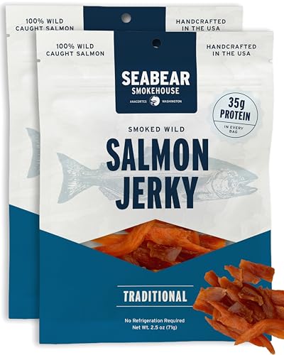 SeaBear Traditional Wild King Salmon Jerky 2-Pack - 2.5 oz Bags