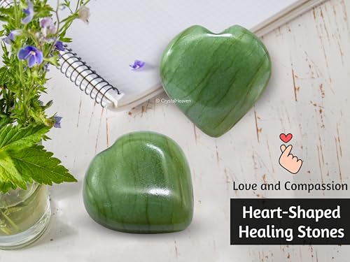 Image of Crystal Heaven Certified Light Green Aventurine Heart Palm Pebbles Stones For Anxiety Stress Relief Massage - Aaa Grade Original Healing Gemstone Agate Heart Palm Stone For Yoga Meditation Spiritual