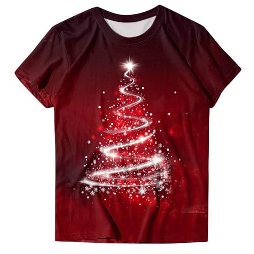 Maglione natalizio da donna, a maniche corte, per albero di Natale, maglietta divertente con stampa Xmas Maglione natalizio da donna, a maniche corte, per albero di Natale, maglietta divertente con stampa Xmas