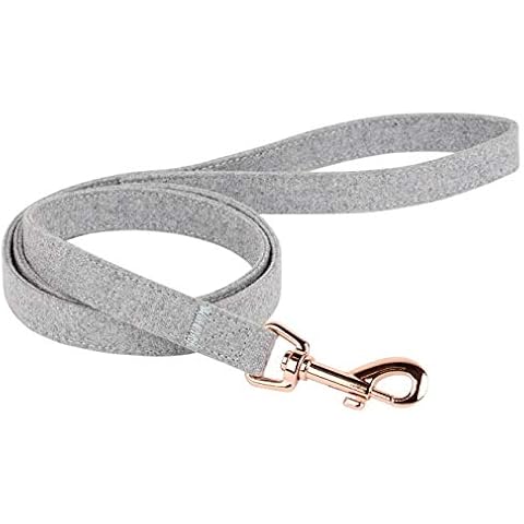 Thoroughbeds Grey Tweed Dog Lead with Rose Gold Clip - Small Cover