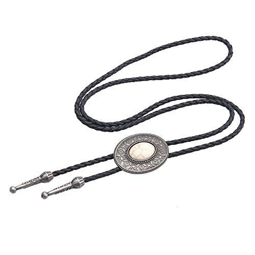 Image of Jeilwiy Bolo Tie for Men Western Cowboy Tie Necklace Gold Bolo Tie Leather Necktie Halloween Tie Accessories for Women