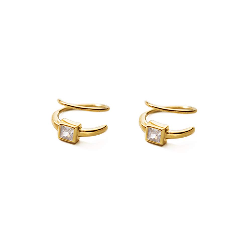 Diamond Small Climber Hoop Earrings S925 Sterling Silver for Women Girls Dainty Cubic Zirconia Crystal Crawler Twist Huggie Hoops Cuffs Wrap Earring Fashion Jewelry Hypoallergenic