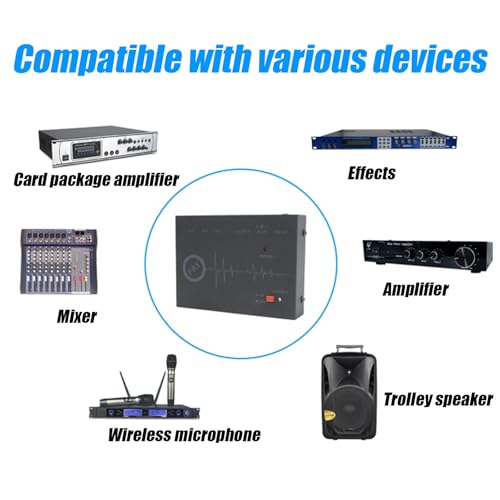 Supresor de retroalimentación profesional mini, procesador de audio digital anti-lloriqueo, procesador de audio de 3 entradas y 1 salida para micrófono, para sala de conferencias y estudio de grabación miniatura 4