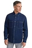 Hemd aus weichem Stoff in Denim-Optik mit drei aufgesetzten Brusttaschen. Ärmel mit 1-Knopf-Manschetten und abgerundeter Saum.