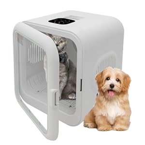 62L Portable Pet Dryer Box for 22.05 lbs Cats/16.53 lbs Dog, 800W 71.6-113℉ 10-180min Adjustable Low Noise Puppy Drying Machine for Pet Stores, Homes, Traveling 18.5 * 16.9 * 18.11in