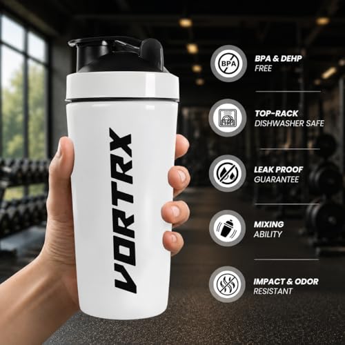Image of Stainless Steel Shaker Bottles For Gym | 100% Leakproof BPA-Free Protein Shaker Bottle With Whisk Ball | Perfect for Protein, Pre-Workout, Creatine | Metal Shaker 750ml - White