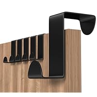 Shexkent Door Hooks, 6 Pack Over Door Hanger Stainless Steel - Coat Hooks - Over Door Hook Ideal for Bedroom, Bathroom, Kitchen, Wardrobe, Black