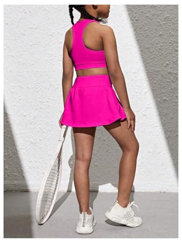 Image of SOLY HUX Toddler Girl's 2 Piece Workout Outfits Lightweight Crop Tank Tops and Skort Athletic Set