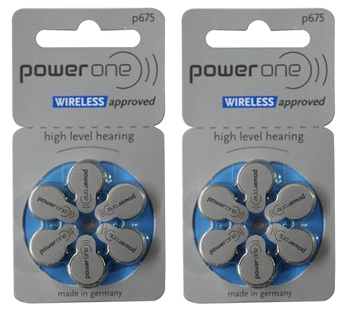 Enlinea Power-One Size 675 (PR41, 1.45V) Mercury-Free Zinc Air Wireless Approved Hearing Aid Battery (2 Strip, 12 Batteries, Size-P675)