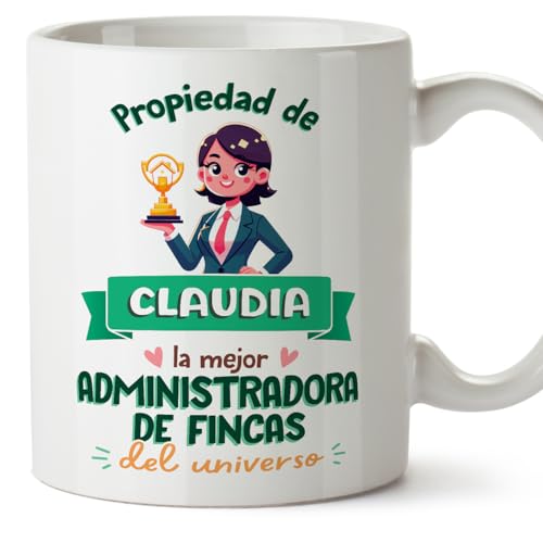 MUGFFINS Tazas Personalizadas para ADMINISTRADORA DE FINCAS mujer - En Español - Propiedad de - 11 oz / 330 ml - Regalo Personalizable original y divertido