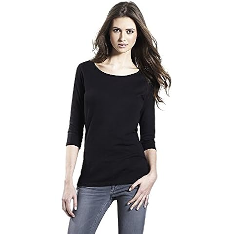 Black T-Shirt for Women Organic Cotton Long Sleeve Tee | Medium Cover