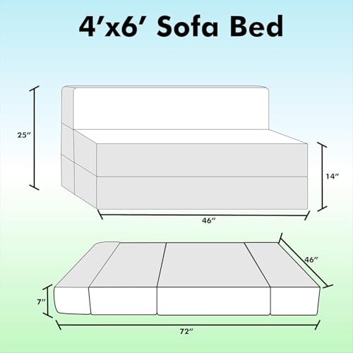 Image of Easy Foldable Two Seater Sofa Cum Bed in Grey Color Jute Fabric Washable Cover with Two Cushion 4x6 Feet for Home & Office Guest Room