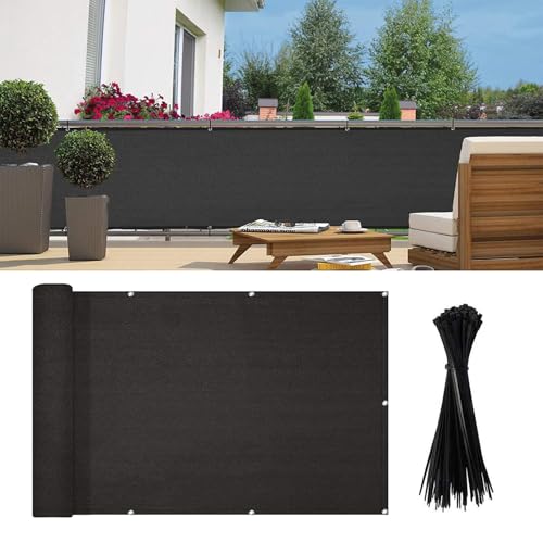 Red de privacidad para balcón de HDPE con Nivel de sombreado del 95%,Cenador de jardín emergente para Exteriores, se Puede Utilizar para Fiestas, Bodas, picnics, mercados,Black-0.9×9m