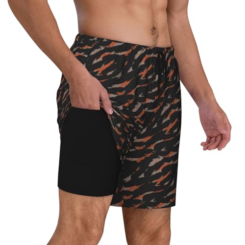Camouflage Orange Black Funny Men's Swim Trunks Board Shorts Quick Dry-3