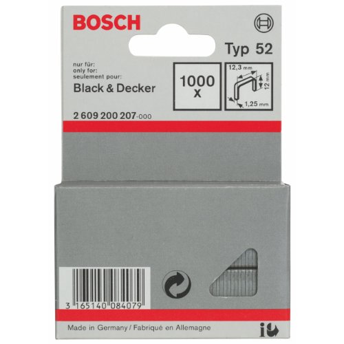 Bosch Accessories 2609200207 Agrafes 12 / 12,3 mm 1000 pièces Type 52