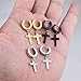 TXPFF 3 Pairs of Cross Earrings Dangle Hinged Men Earrings Stainless Steel Cross hoop Earrings for Men and Women,Silver,Gold,Black(small）