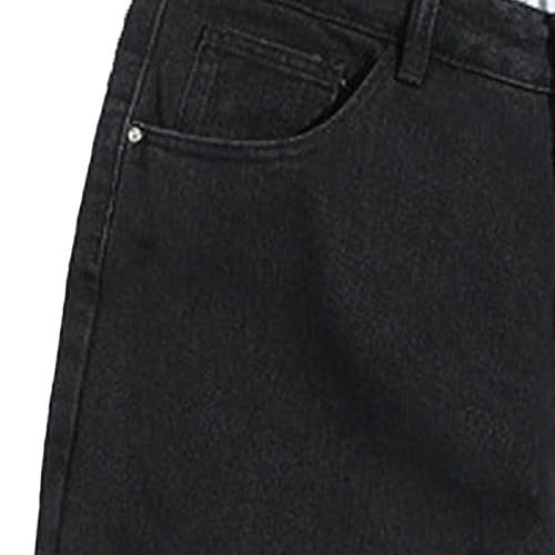 JEShifangjiusu Men's Elastic Waist Loose Jeans Baggy Straight Leg Denim Pants Trousers Casual Solid Hip Hop Jeans Trouser4