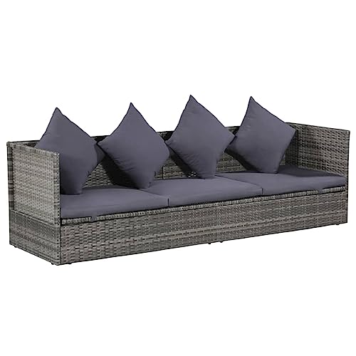 Tidyard Canapé-lit de jardin en résine tressée, réglable, durable et facile à monter - Couleur gris et gris foncé