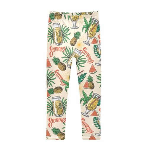Summer Cocktails Colorful Girls Leggings,Workout Leggings for Girls Toddler Athletic Leggings Size for 3-10T
