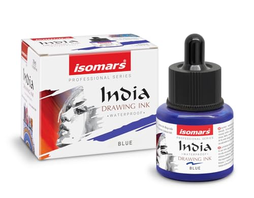 Image of Isomars Waterproof Drawing Ink Set of 6 - 35ml Each (with Dropper) | Suitable for Calligraphy, Art, Technical Drawing, Airbrush Art, Illustration | Fade-Resistant & Quick-Drying