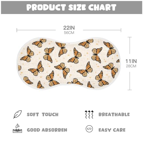 Image of Muslin Baby Burp Cloths, Brown Monarch Butterflies Muslin Baby Bibs Rags Comfy Soft Absorbent in for Newborn Boys and Girls 4 Piece 22 x 11 Inch