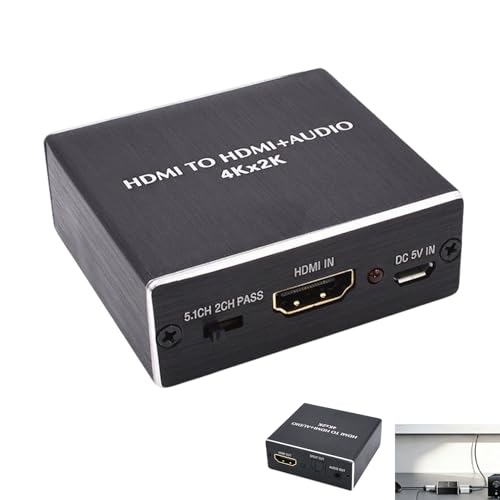 HDMI Audio Converter Extractor 4K x 2K HDMI Audio Splitter with Optical SPDIF & 3.5mm Stereo Output HDMI to Audio Adapter for Gaming Consoles Blu ray Players Streaming Device HDTV Home Theater Audio
