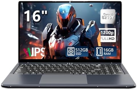 Laptop 16 Inch, 16GB RAM 512GB SSD, Core i5-8210Y Processor (16GB...