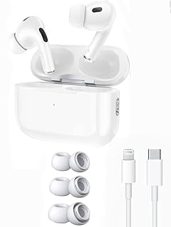 سماعات أذن لاسلكية برو 2 بلوتوث مع تحكم باللمس، إلغاء الضوضاء، علبة شحن (أبيض)