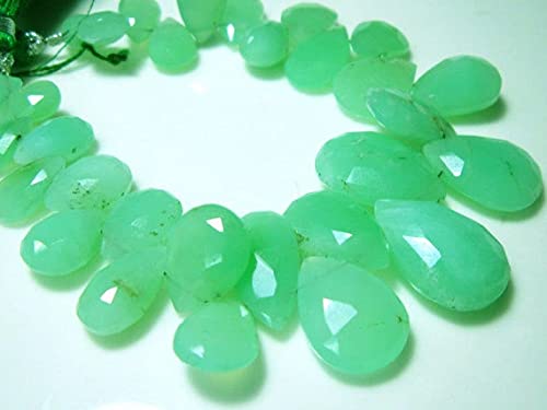 Chrysoprase briolette poire sur fil pour fabriquer un collier d'été élégant et bohème chic