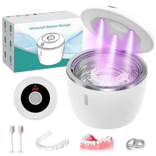 Ultraschallreinigungsgerät 48kHz Ultraschallreiniger mit 4 Modi digitalem Timer Ultrasonic Cleaner für Zahnersatz Mundschutz Zahnbürsten Nachtschutz Schmuck
