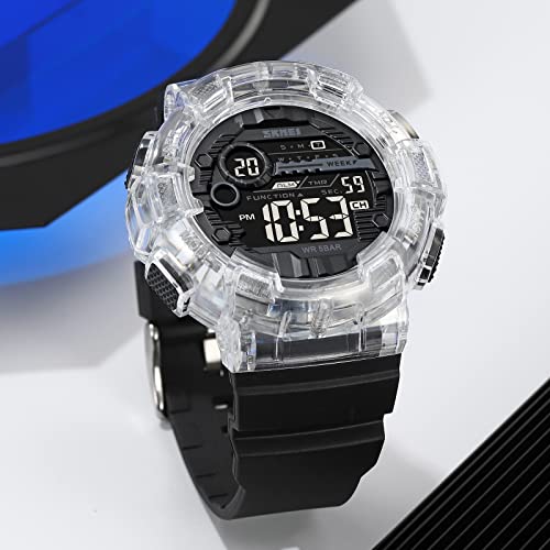 Image of FANMIS Mens Digital LED Sports Watch Military Multifunction Dual Time Alarm Countdown Stopwatch 12H /24H Time Backlight 164FT 50M Waterproof Calendar Month Day Date Watch