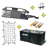 Mockins Steel Cargo Basket | 60' L X 20' W X 6' H Hitch Mount Cargo Carrier with Cargo Bag and Net | with a Hauling Weight of 500 lbs & a Folding Arm to Preserve Space When Not in Use