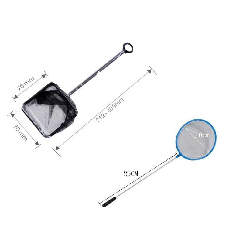 2 x Aquarium Fish Net, Shrimp Catch Net, Mini Fishing Net with Telescopic Poles Handle and a Small Fishing Net - Image 3