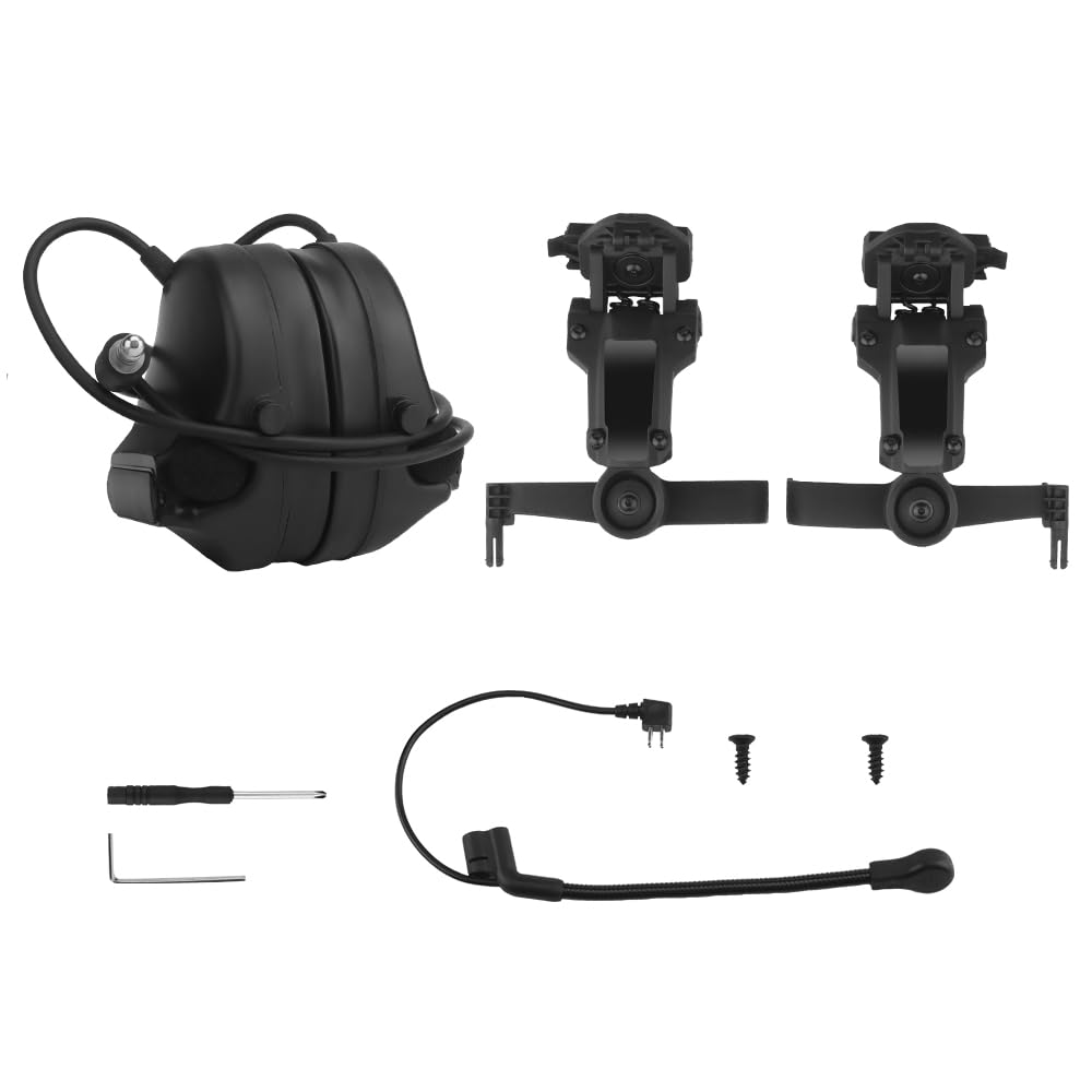 C5 Cuffia tattica Casco da indossare con riduzione del rumore Caccia Tiro Protezione for le orecchie Cuffia Airsoft Paraorecchie con adattatore for binario(BK)