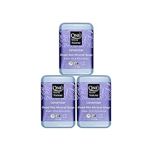 One With Nature Dead Sea Salt Lavender Soap 4oz Bars 3Pack - Dead Sea Salt Contains Magnesium, Sulfur & 21 Essential Minerals - Ideal for All Skin - Shea Butter, Argan Oil Enriches, Natural Fragrance One With Nature Dead Sea Salt Lavender Soap 4oz Bars 3Pack Dead Sea Salt Contains Magnesium Sulfur 21 Essential Minerals Ideal for All Skin Shea Butter Argan Oil Enriches Natural Fragrance