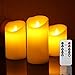 Produktbild Four Heart LED Kerzen mit 10-Tasten Fernbedienung 3er Set (10/12.5/15cm, je Ø 7.5cm) Flammenlose Kerzen 180 Stunden Realistisch flackernde LED Flammen aus Echtwachs in Elfenbeinfarbe