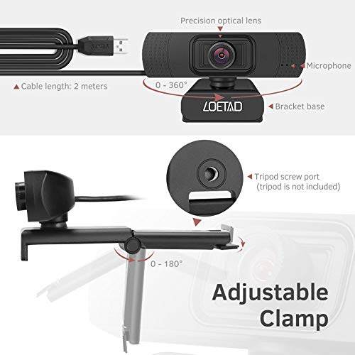 Webcam with Microphone 1080P HD Webcam for Desktop Laptop Web Camera Living Streaming Webcam USB Plug and Play Video Calls Conference Online Class Zoom Meeting Noise Reduction - Thumbnail 2