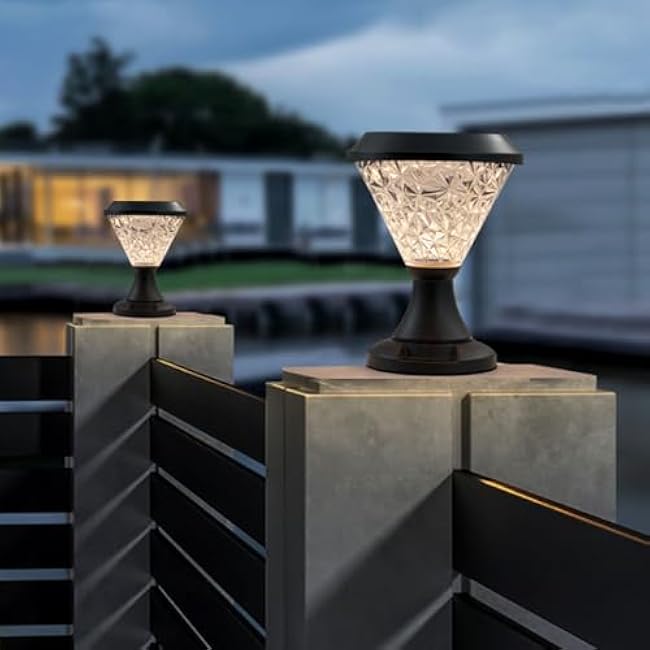 SAMTEEN Solar Lamp Post Light Post Lights RGB Colors Outdoor LED Solar Post Lights