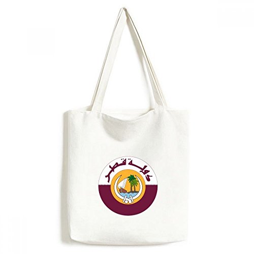 Qatar Asia National Emblem Environmentally Tote Canvas Bag Shopping Handbag Craft Washable